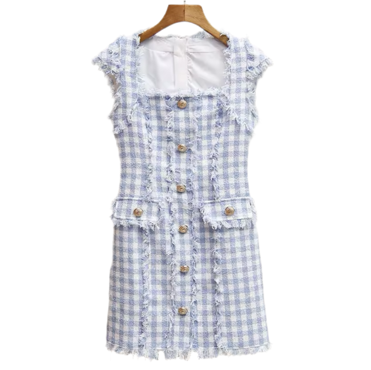 Alexandra checkered gold button mini dress Mimi June Alexandra checkered gold button mini dress Mimi June