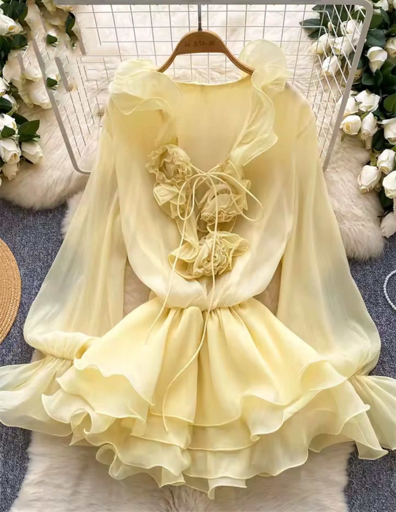 Clarissa three dimensional chiffon dress