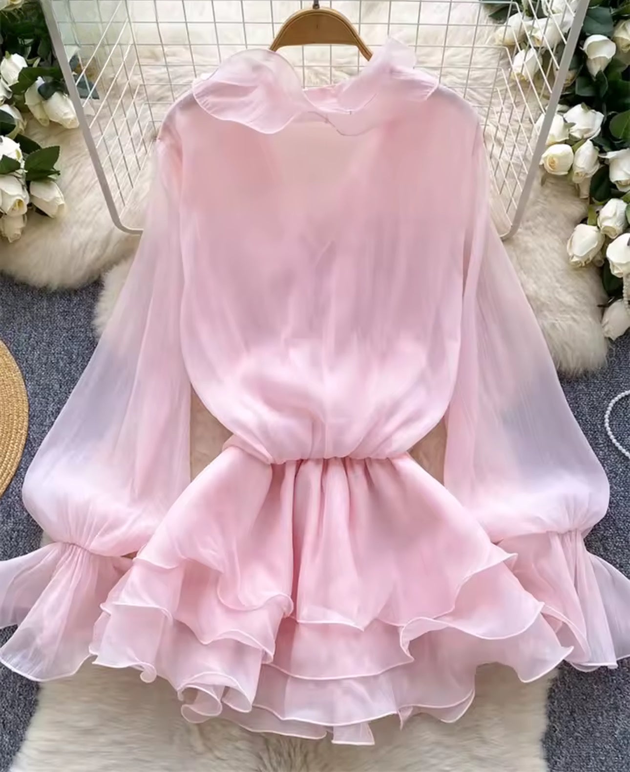 Clarissa three dimensional chiffon dress