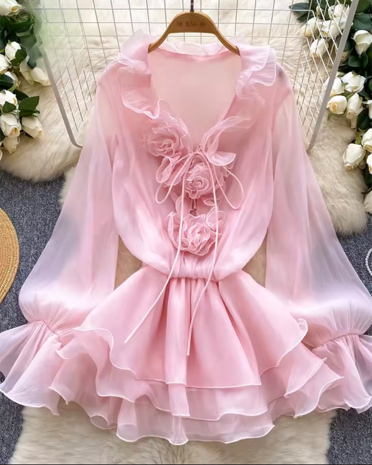 Clarissa three dimensional chiffon dress