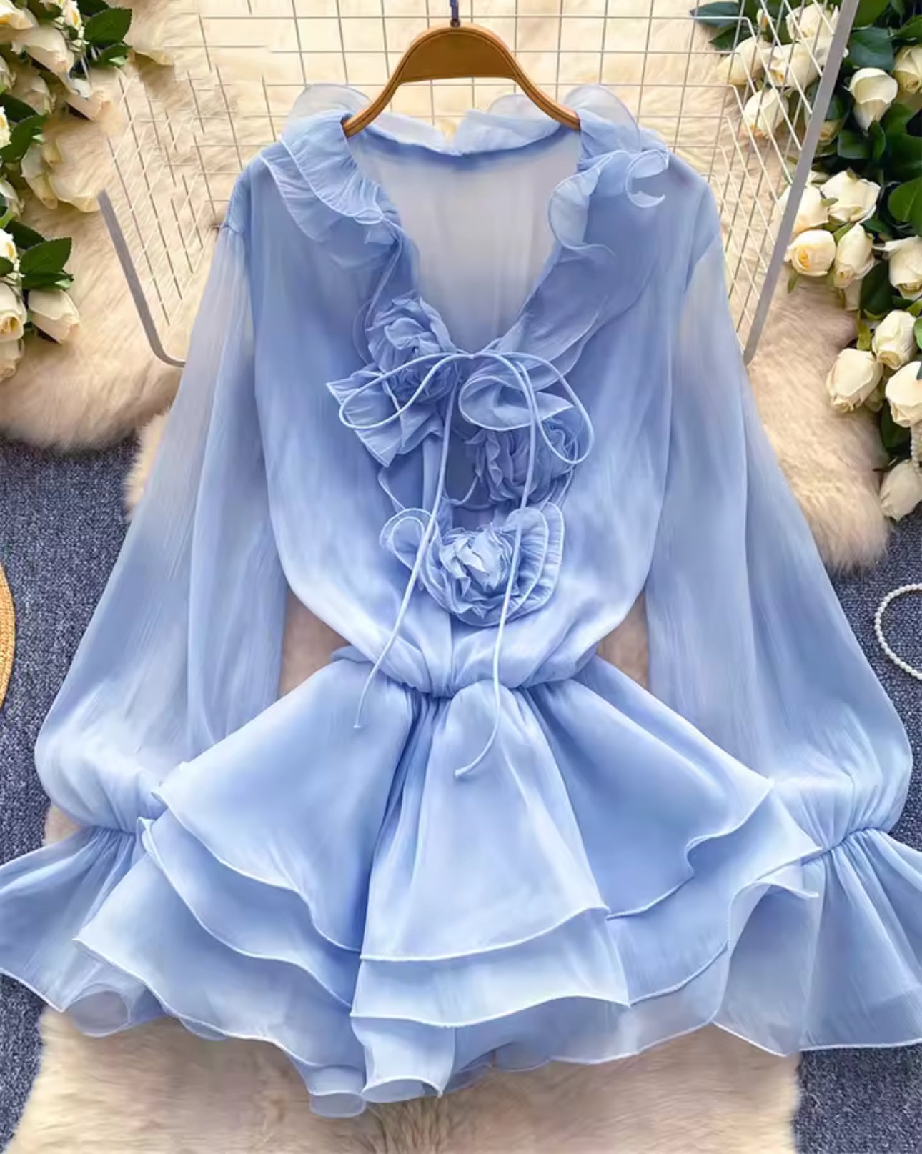 Clarissa three dimensional chiffon dress