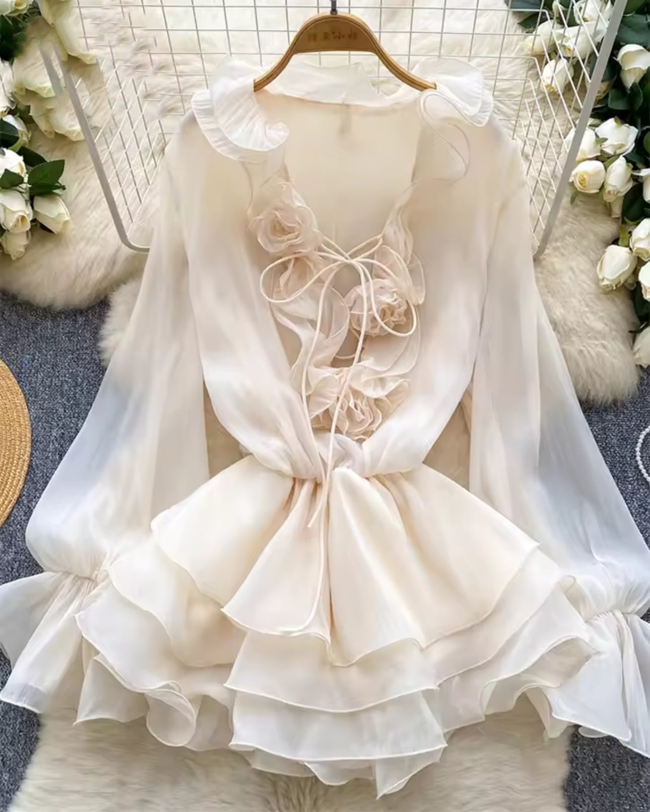 Clarissa three dimensional chiffon dress