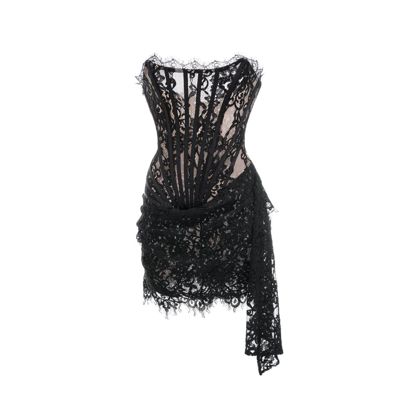 victorian lace corset dress Victorian Elegance Lace Corset Dress -Vintage Aesthetic Outfit Cream / M