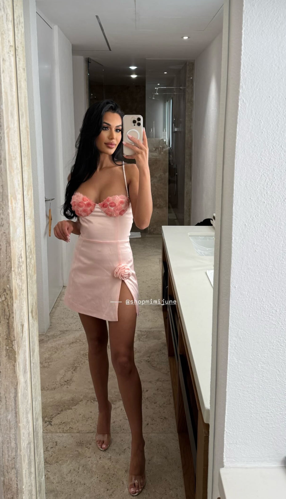 Crystal pink rose dress