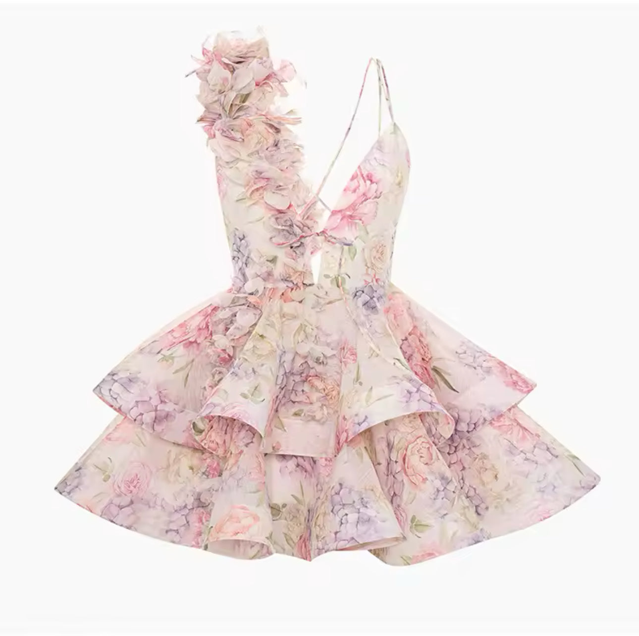 Cassy floral ruffle backless mini dress