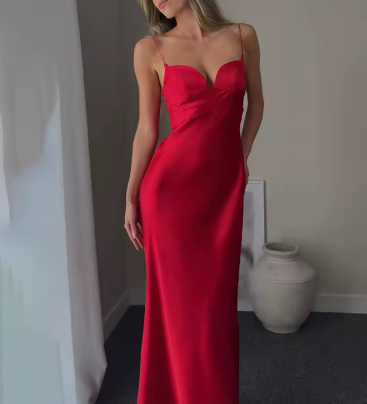 Paula satin plunge dress