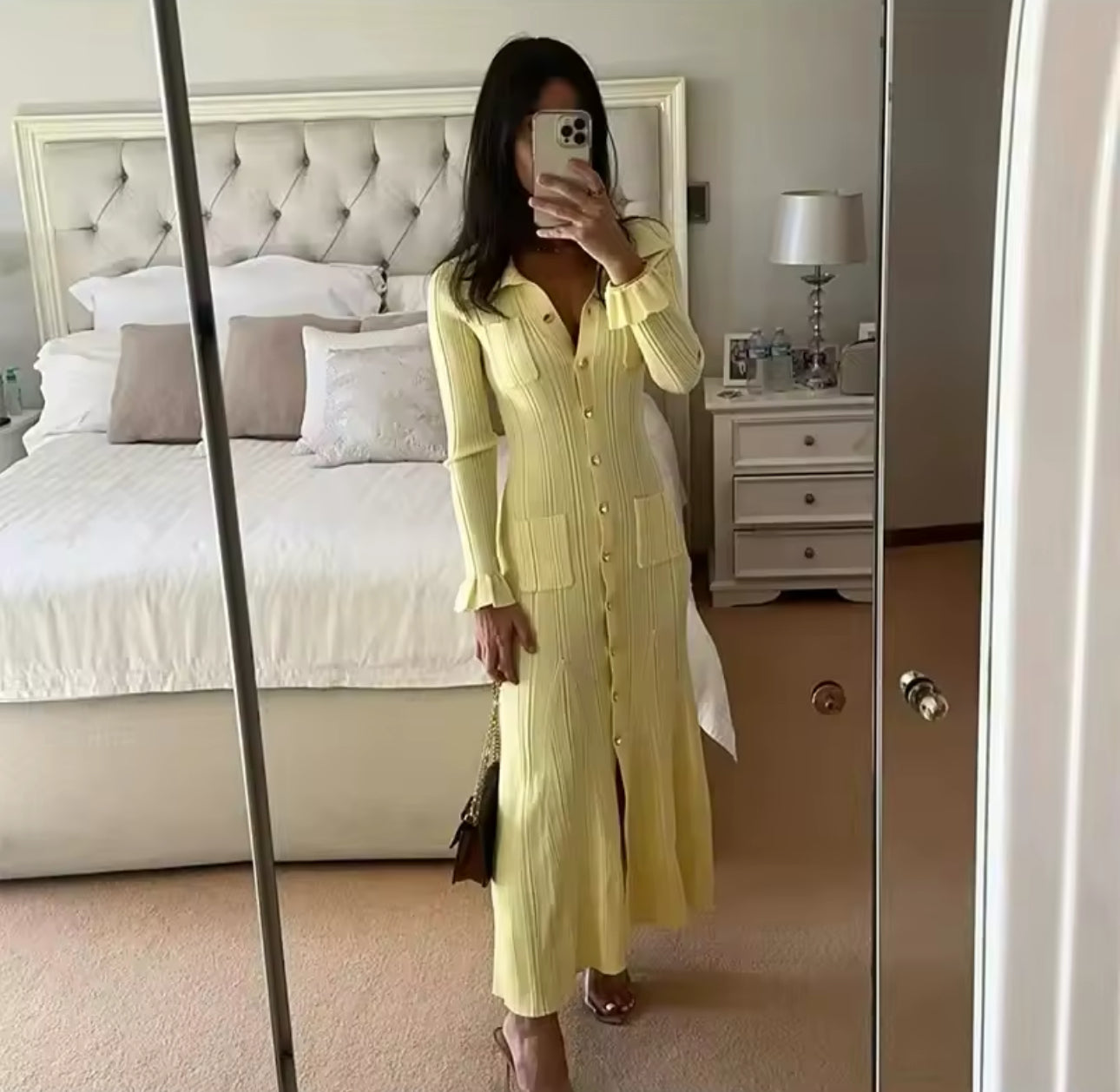 Paris long ruffle sleeve dress