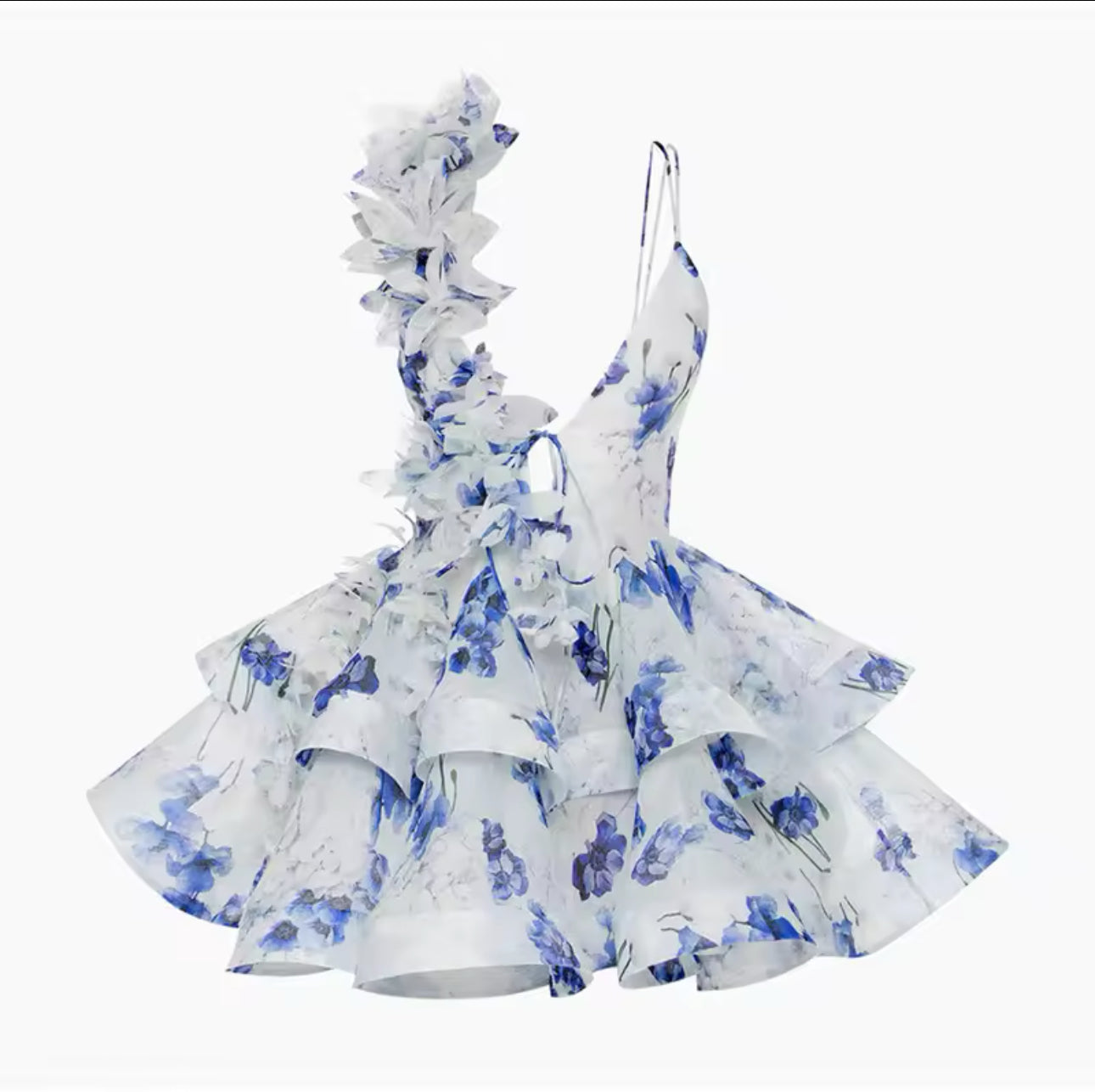 Cassy floral ruffle backless mini dress