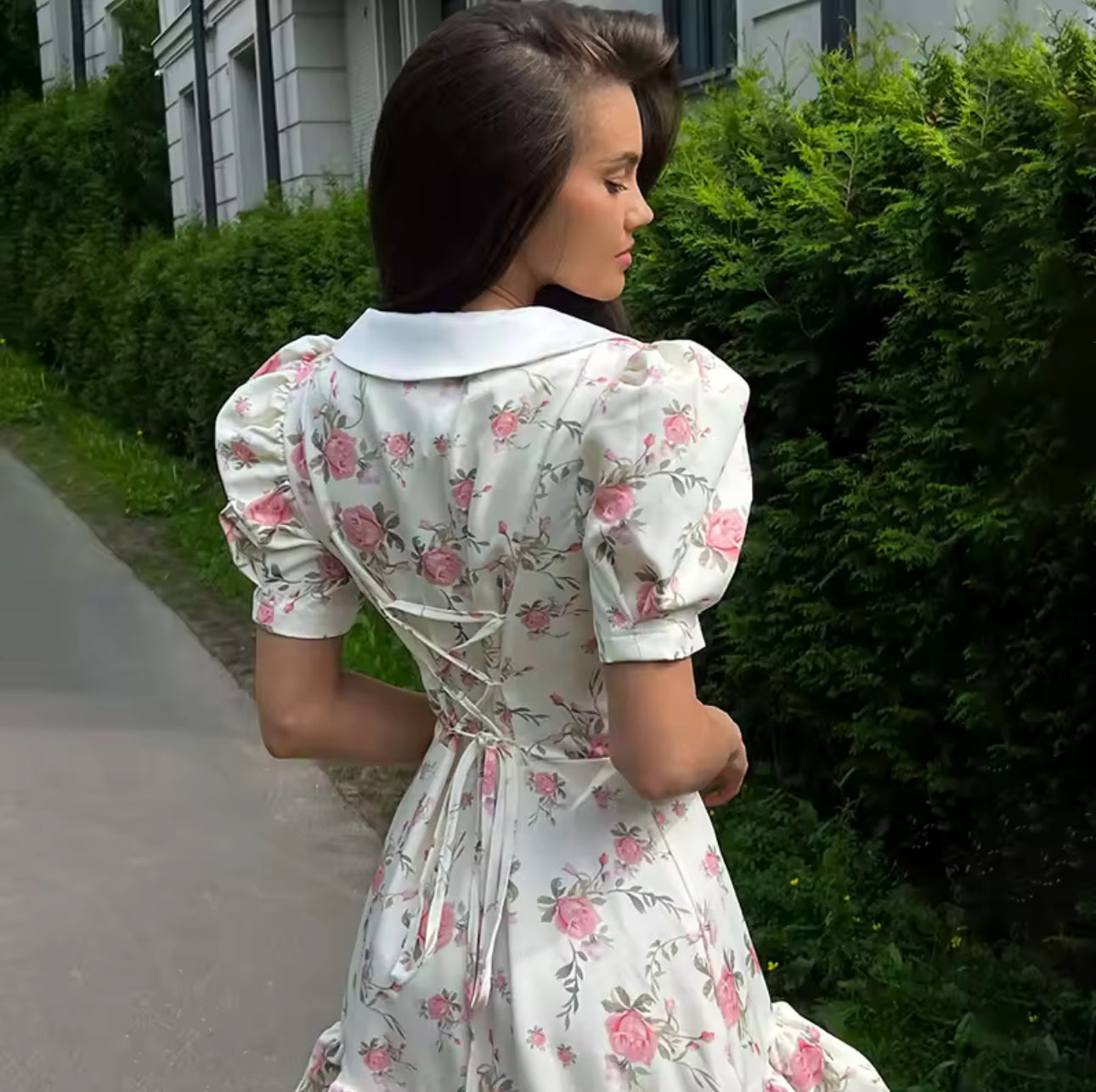 Annie puff sleeve collar floral dress