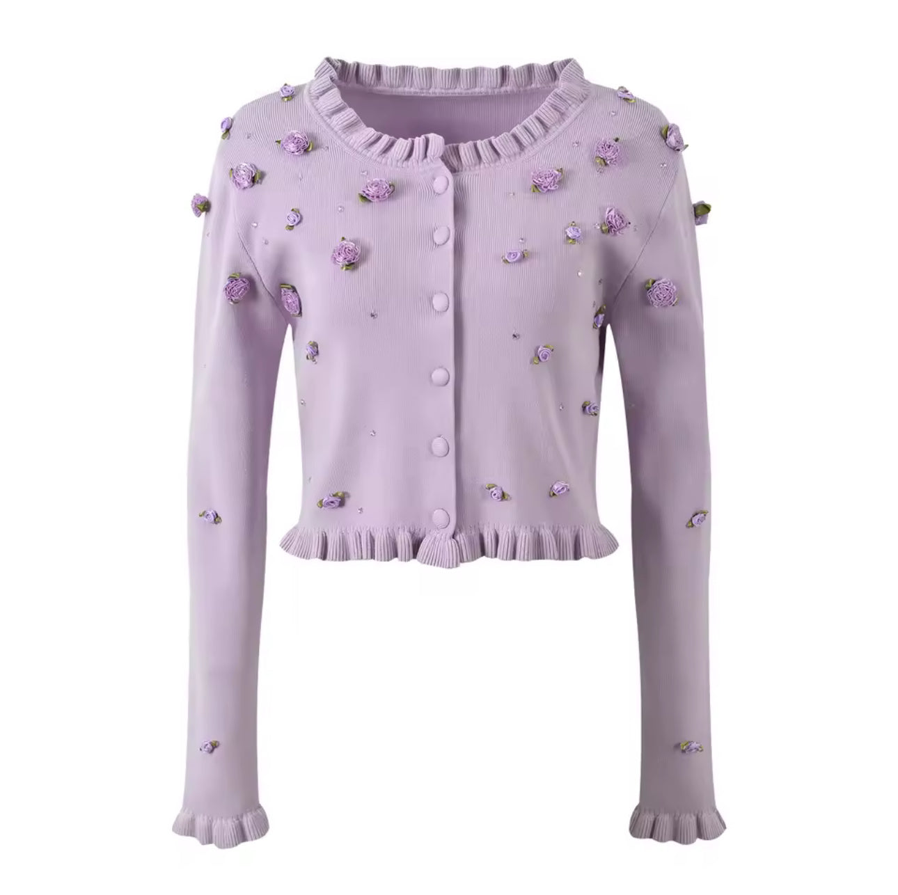 Violet French flower cardigan dress set