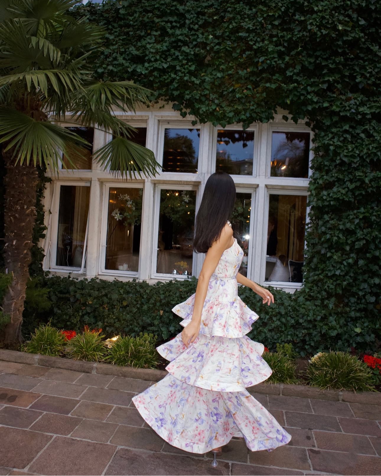 Emily White Floral Print Ruffled Tiered Maxi Dress