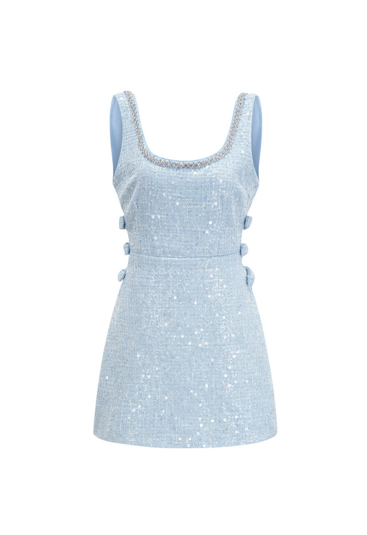 Maddy blue tweed sequined Mini dress