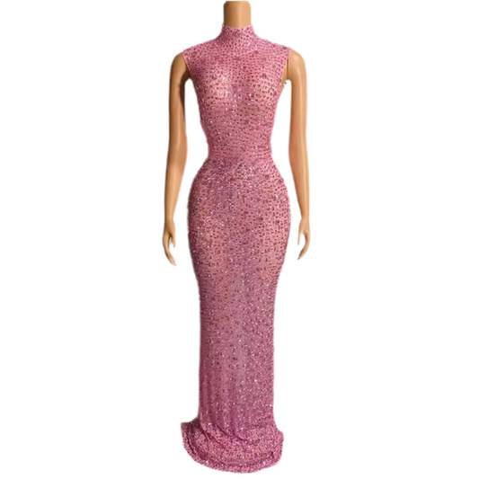 Roxanna pink crystal gown