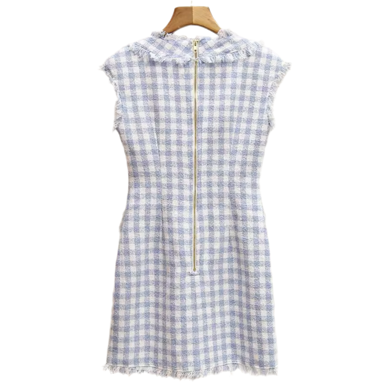 Alexandra checkered gold button mini dress Alexandra checkered gold button mini dress