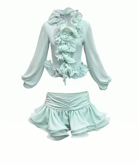 Cascade Ruffle mini skirt Set