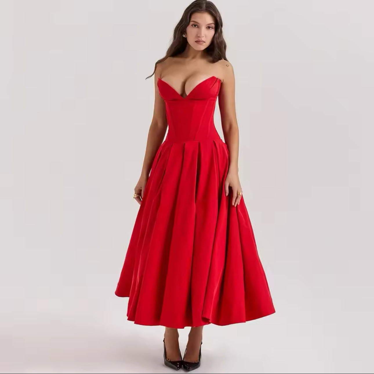 Sarah sweetheart strapless red dress