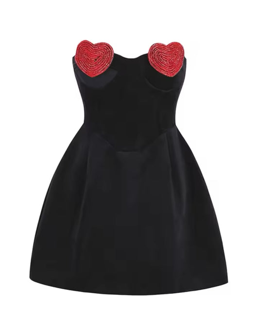 Kristina strapless heart velvet dress