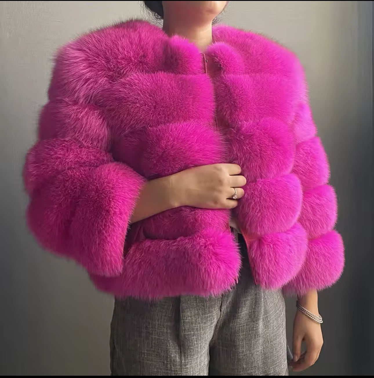 Mika real fox fur coat