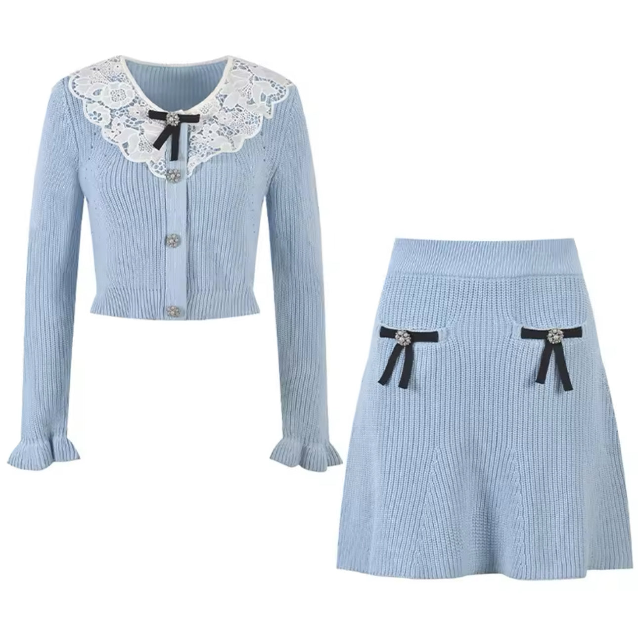 Shabnam blue knit set