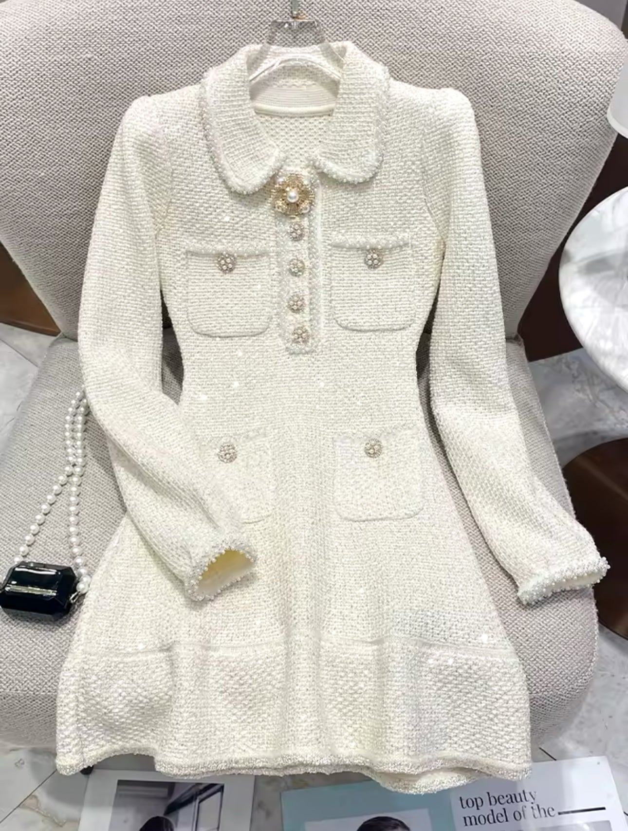 Temeena off-white knitted dress