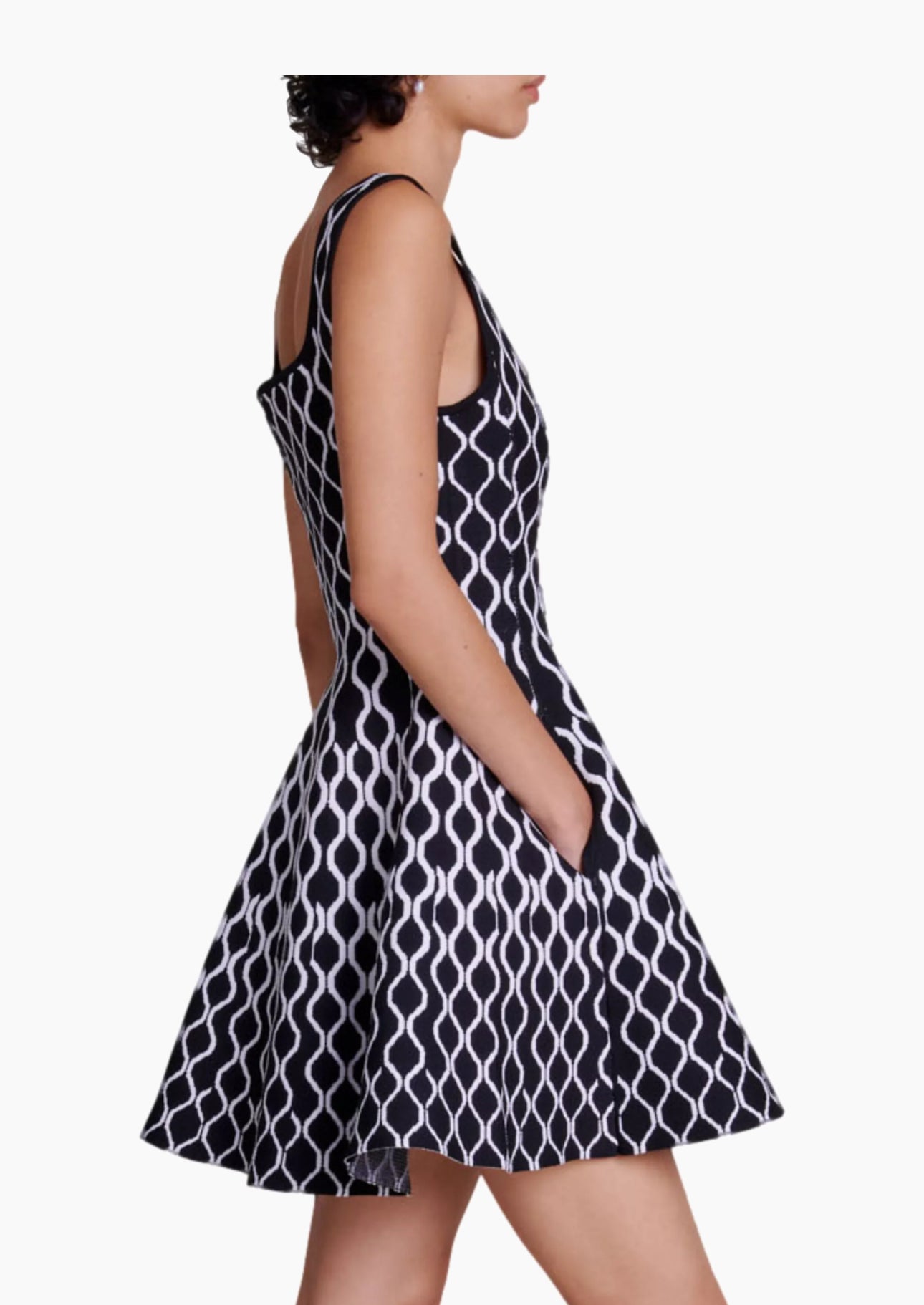 Rozita geometric print A-line dress