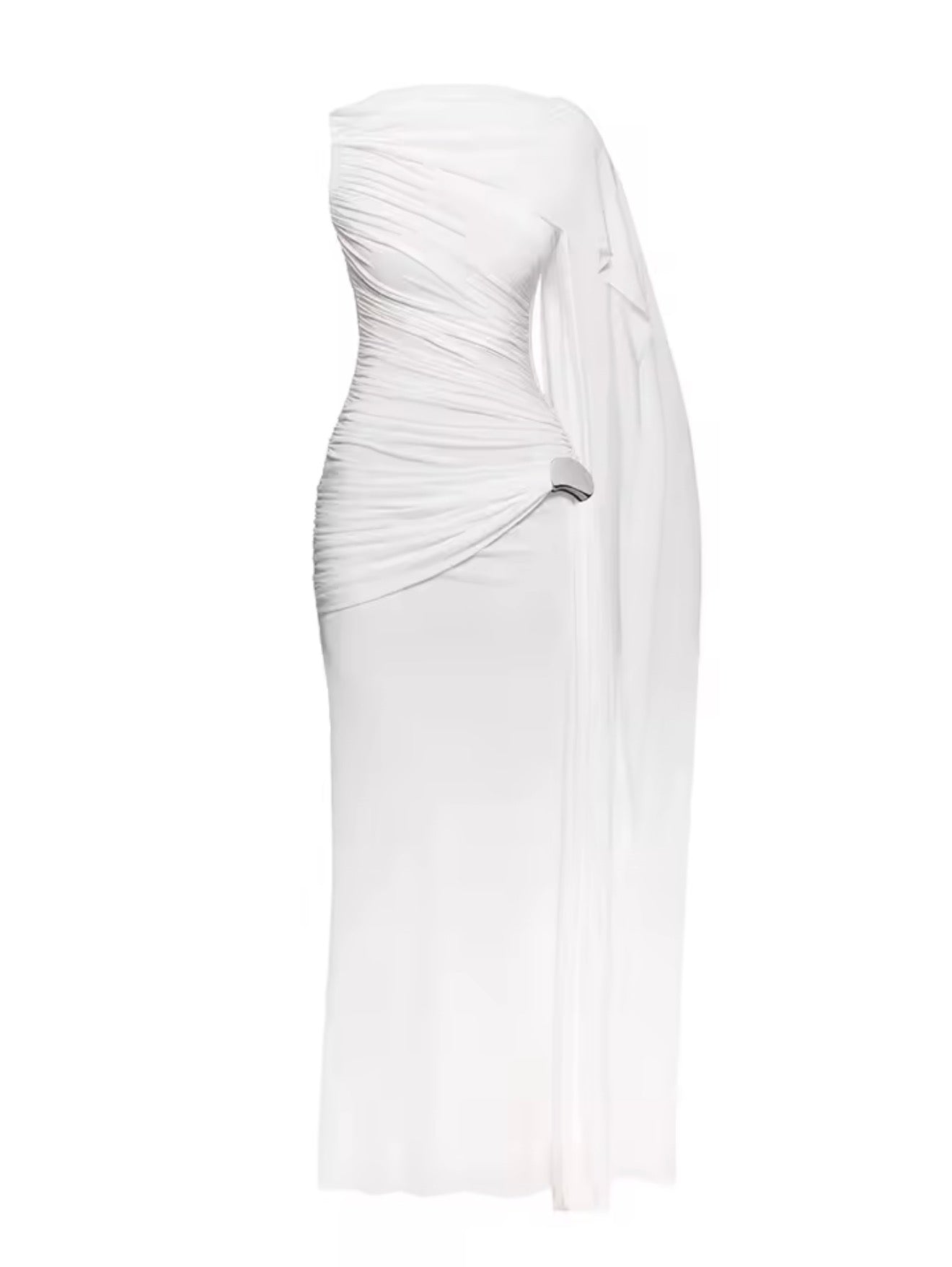 Mahnaz One Shoulder Draped Cape Maxi Dress