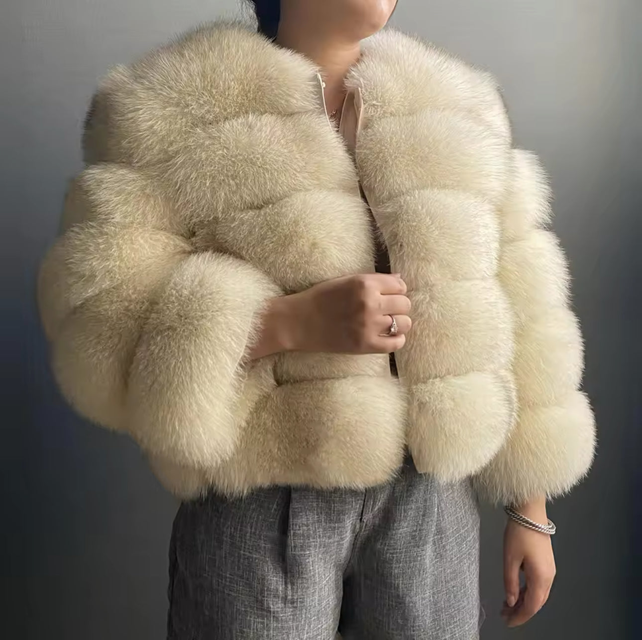 Mika real fox fur coat