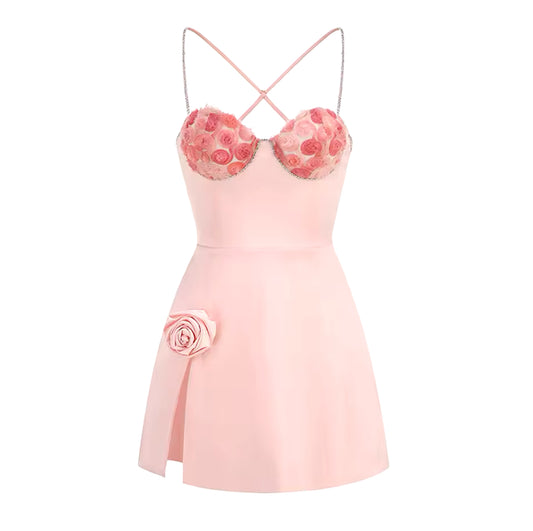 Crystal pink rose dress