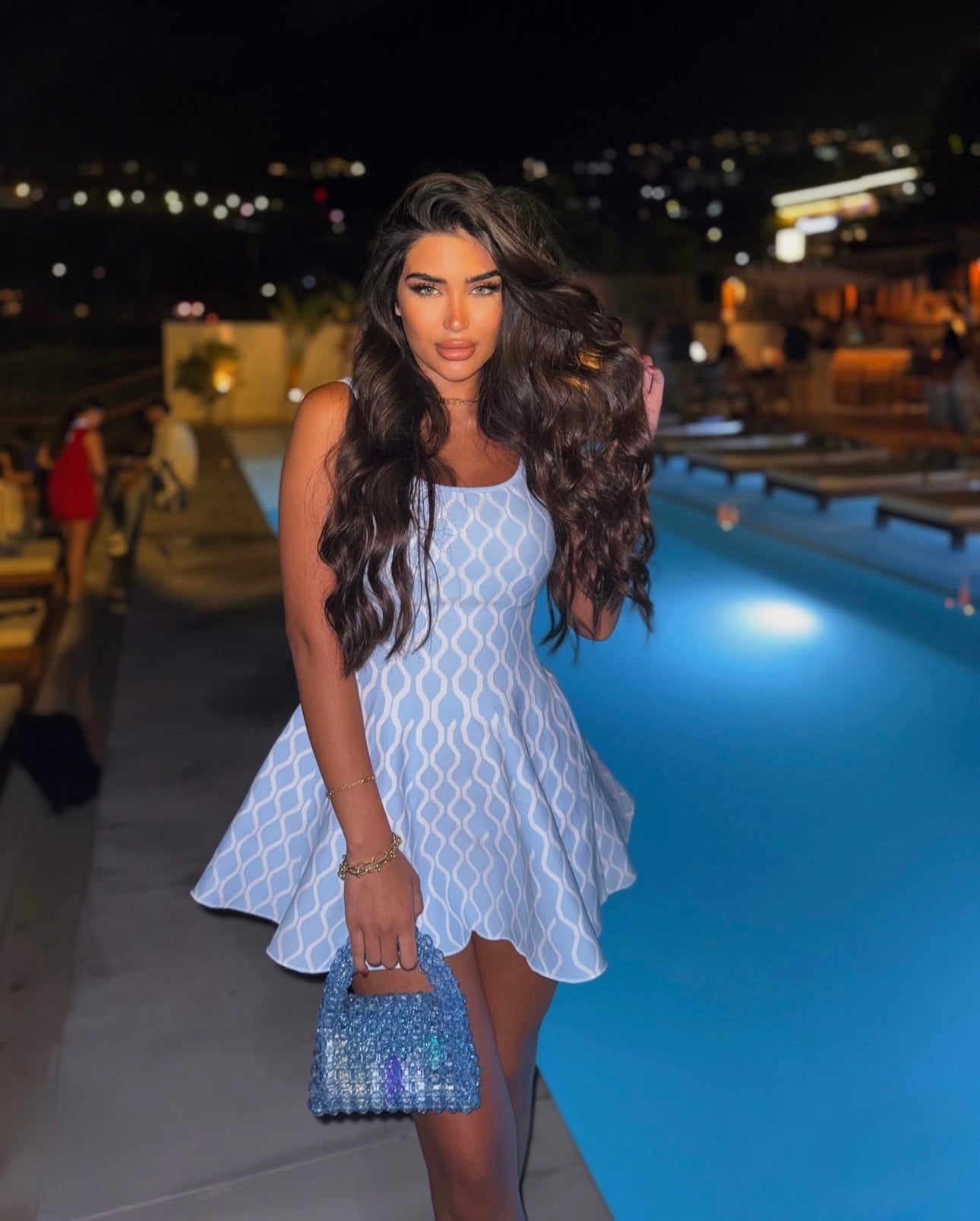 Rozita geometric print A-line dress