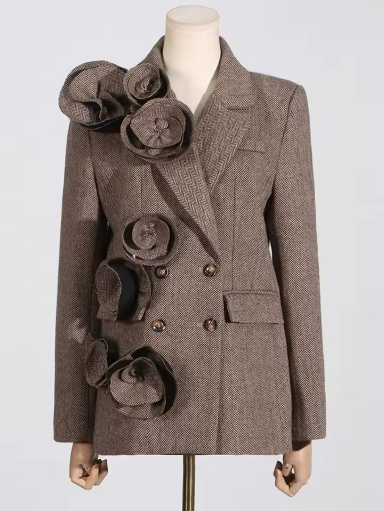 Kimmie tweed flower brown blazer