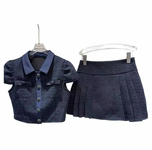 Daphne Navy tweed set