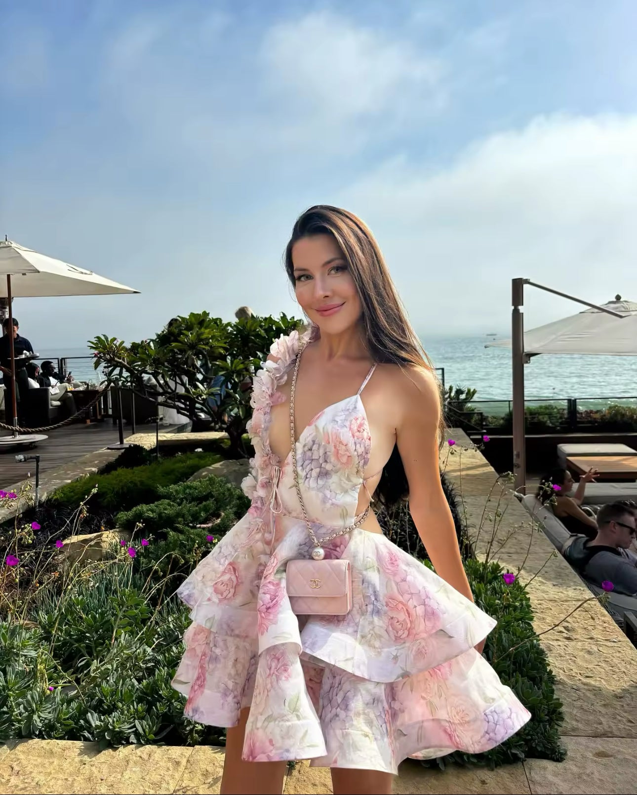 Cassy floral ruffle backless mini dress
