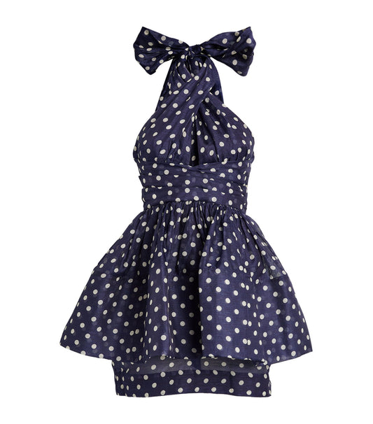 Mirna polka dot halter dress