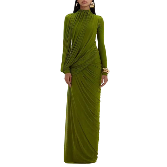 Nyla draped long sleeve dress
