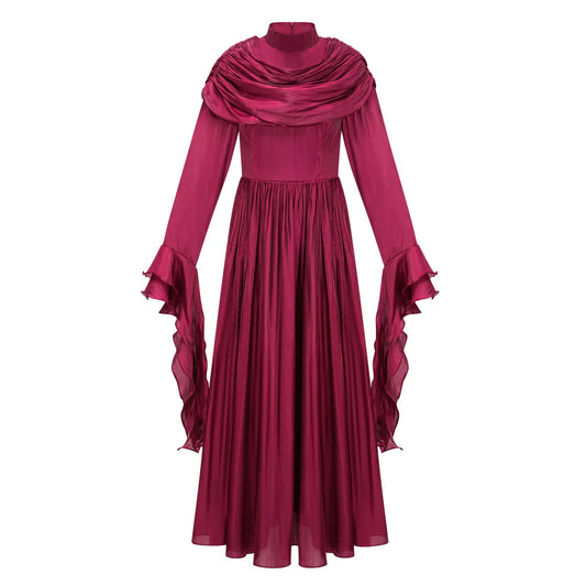 Donia Ruched Pleated Maxi Dress