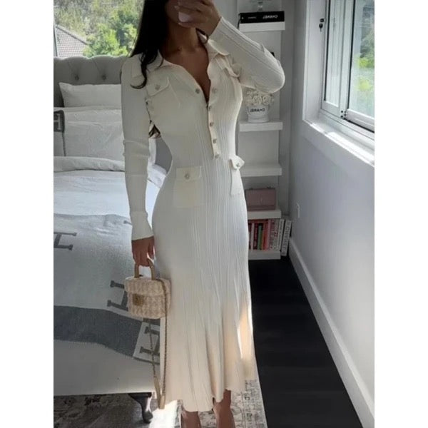 Natalia turn down long sleeve dress