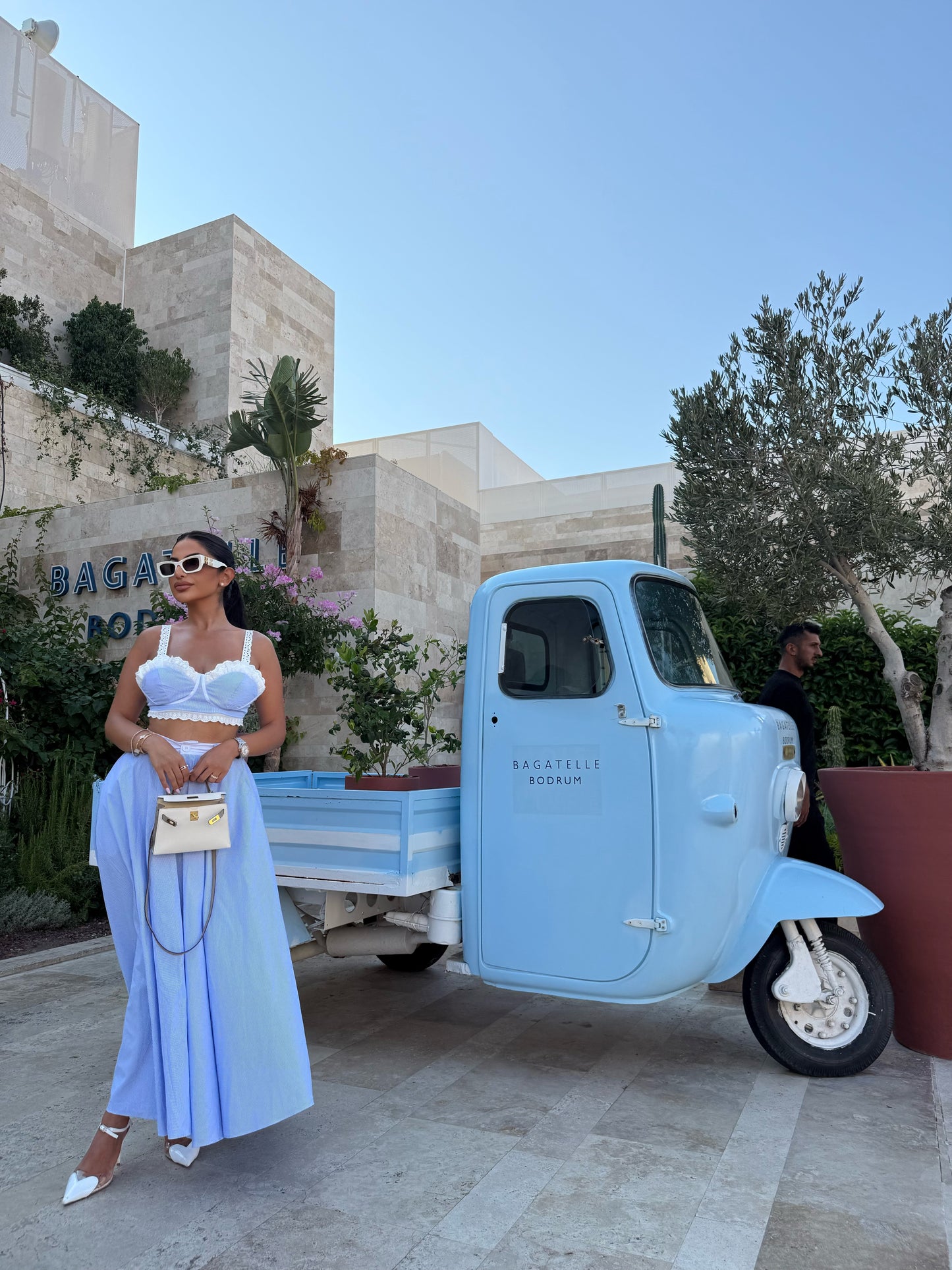 Rosa lace tie top & big swing skirt set