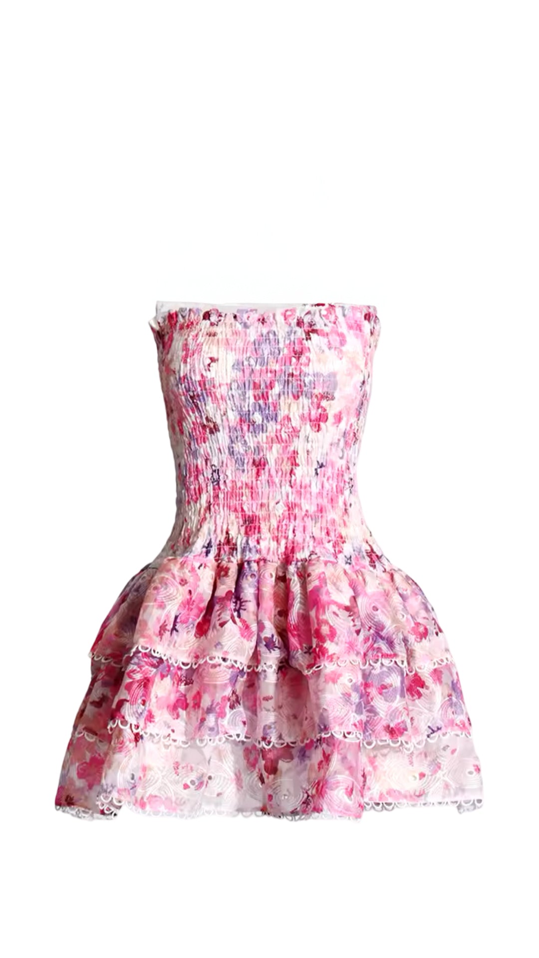 Nour floral strapless mini dress