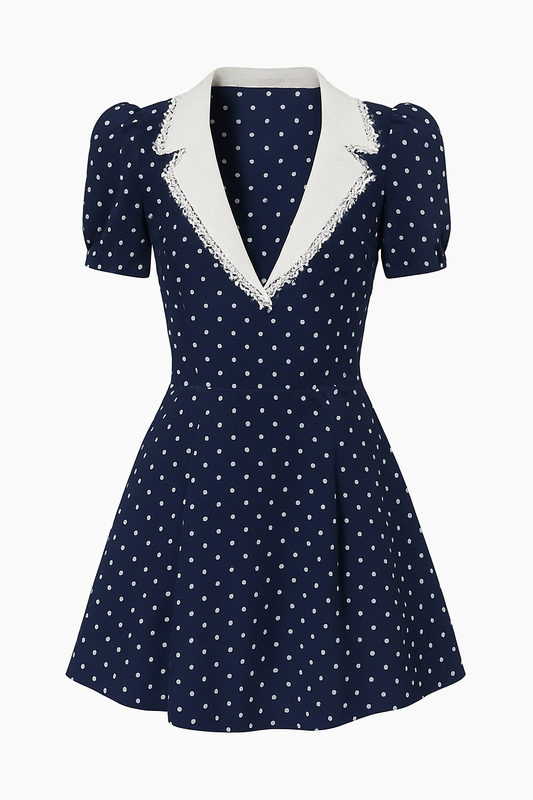 Elsa polka dot collared mini dress