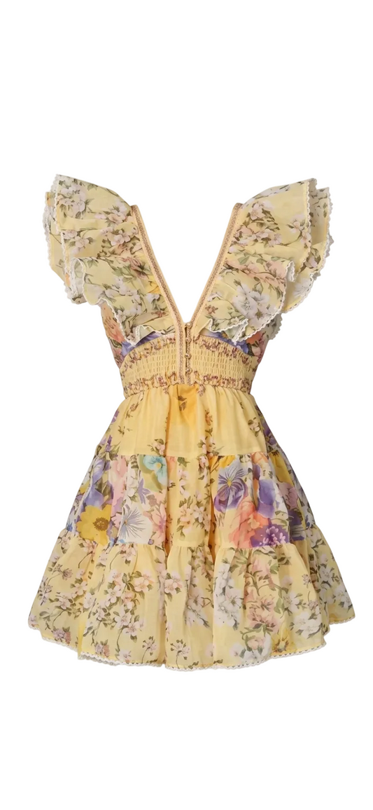 Camilla ruffle sleeve floral dress