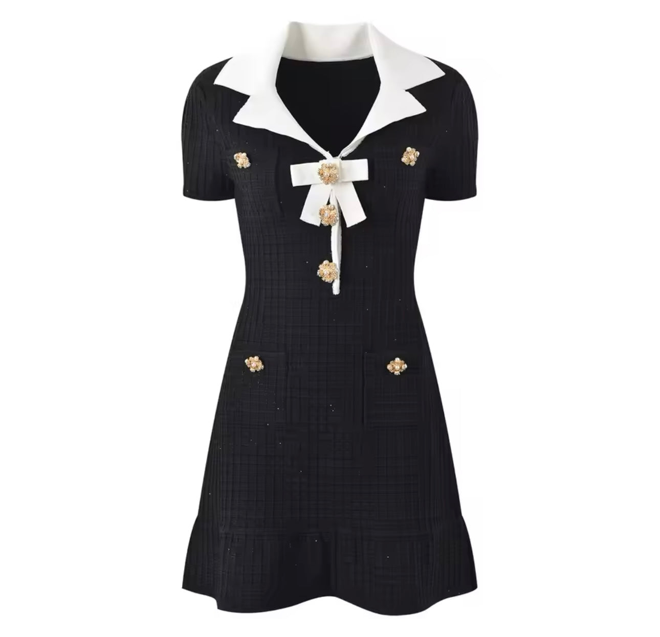 Anabelle short black bow tie dress